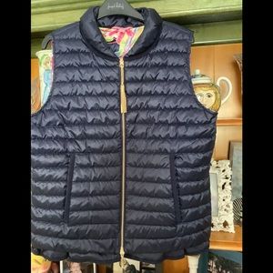 Lilly Pulitzer Cora Down Vest ladies large true navy EUC